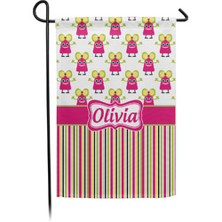Pink Monsters & Stripes Small Garden Flag - Single Sided w/ Name or Text