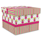 Pink Monsters & Stripes Gift Box with Lid - Canvas Wrapped - XX-Large (Personalized)