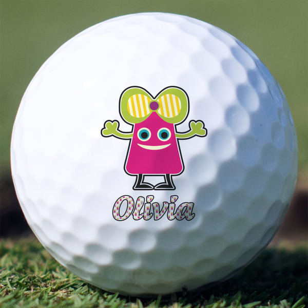 Custom Pink Monsters & Stripes Golf Balls - Titleist Pro V1 - Set of 3 (Personalized)