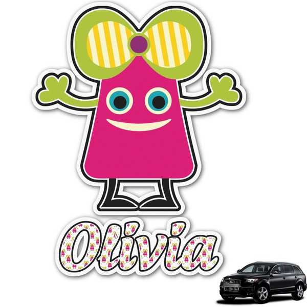 Custom Pink Monsters & Stripes Graphic Car Decal (Personalized)