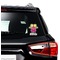 Pink Monsters & Stripes Graphic Car Decal (On Car Window)