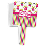 Pink Monsters & Stripes Hand Mirror (Personalized)