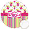 Pink Monsters & Stripes Icing Circle - Large - Front