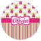 Pink Monsters & Stripes Icing Circle - Medium - Single