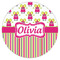 Pink Monsters & Stripes Icing Circle - XSmall - Single