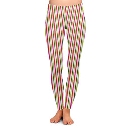 Pink Monsters & Stripes Ladies Leggings - Medium