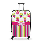 Pink Monsters & Stripes Suitcase - 28" Large - Checked w/ Name or Text