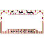 Pink Monsters & Stripes License Plate Frame (Personalized)