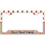 Pink Monsters & Stripes License Plate Frame - Style C (Personalized)