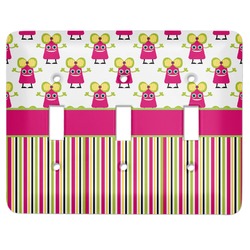 Pink Monsters & Stripes Light Switch Cover (3 Toggle Plate)