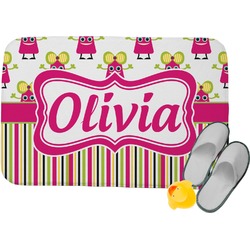 Pink Monsters & Stripes Memory Foam Bath Mat (Personalized)