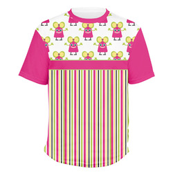 Pink Monsters & Stripes Men's Crew T-Shirt - Large