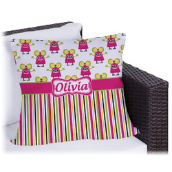 Pink Monsters & Stripes Outdoor Pillow - 20" (Personalized)