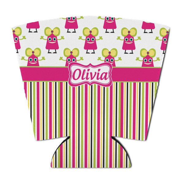 Custom Pink Monsters & Stripes Party Cup Sleeve - with Bottom (Personalized)