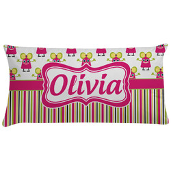 Pink Monsters & Stripes Pillow Case - King (Personalized)