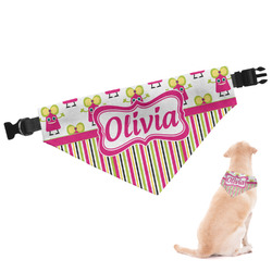 Pink Monsters & Stripes Dog Bandana - Large (Personalized)