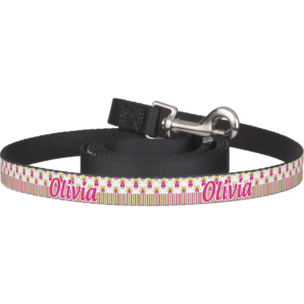 Custom Pink Monsters & Stripes Dog Leash (Personalized)