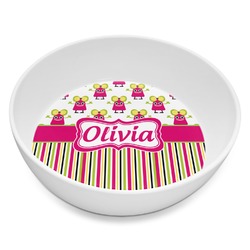 Pink Monsters & Stripes Melamine Bowl - 8 oz (Personalized)