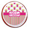 Pink Monsters & Stripes Printed Icing Circle - Large - On Cookie