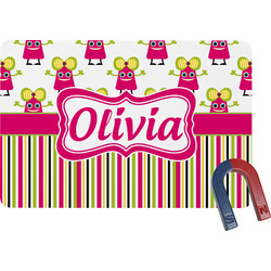 Pink Monsters & Stripes Rectangular Fridge Magnet (Personalized)