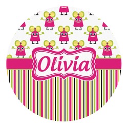 Pink Monsters & Stripes Round Decal - XLarge (Personalized)