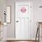 Pink Monsters & Stripes Round Wall Decal on Door