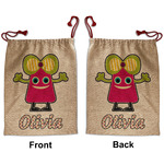 Pink Monsters & Stripes Santa Sack - Front & Back (Personalized)