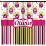 Pink Monsters & Stripes Shower Curtain - Custom Size (Personalized)