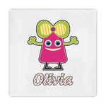 Pink Monsters & Stripes Standard Decorative Napkins (Personalized)