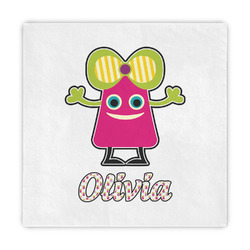 Pink Monsters & Stripes Standard Decorative Napkins (Personalized)