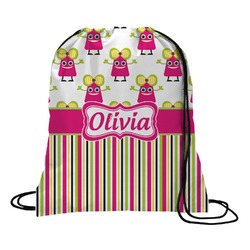 Pink Monsters & Stripes Drawstring Backpack - Small (Personalized)