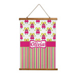 Pink Monsters & Stripes Wall Hanging Tapestry - Tall (Personalized)