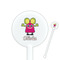 Pink Monsters & Stripes White Plastic 5.5" Stir Stick - Round - Closeup