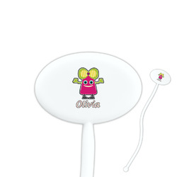 Pink Monsters & Stripes Oval Stir Sticks (Personalized)