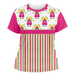 Pink Monsters & Stripes Women's Crew T-Shirt - Medium