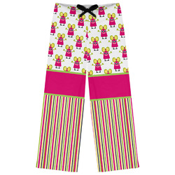 Pink Monsters & Stripes Womens Pajama Pants - L