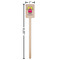 Pink Monsters & Stripes Wooden 6.25" Stir Stick - Rectangular - Dimensions