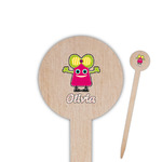 Pink Monsters & Stripes 6" Round Wooden Food Picks - Double Sided (Personalized)