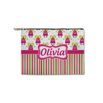 Pink Monsters & Stripes Zipper Pouch - Small - 8.5"x6" (Personalized)