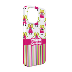 Pink Monsters & Stripes iPhone Case - Plastic - iPhone 13 (Personalized)