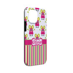 Pink Monsters & Stripes iPhone Case - Rubber Lined - iPhone 13 Mini (Personalized)