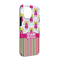 Pink Monsters & Stripes iPhone Case - Rubber Lined - iPhone 13 (Personalized)