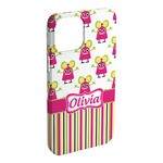 Pink Monsters & Stripes iPhone Case - Plastic - iPhone 15 Pro Max (Personalized)