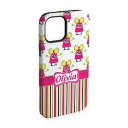 Pink Monsters & Stripes iPhone Case - Rubber Lined - iPhone 15 Pro (Personalized)