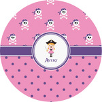 Pink Pirate Multipurpose Round Labels - Custom Sized (Personalized)