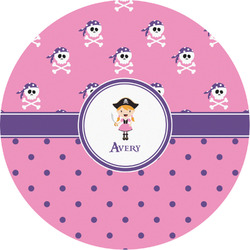 Pink Pirate Multipurpose Round Labels - Custom Sized (Personalized)