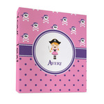 Pink Pirate 3 Ring Binder - Full Wrap - 1" (Personalized)