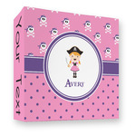 Pink Pirate 3 Ring Binder - Full Wrap - 3" (Personalized)