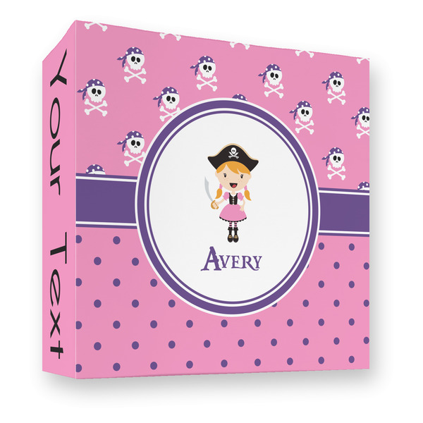 Custom Pink Pirate 3 Ring Binder - Full Wrap - 3" (Personalized)