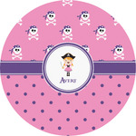 Pink Pirate Multipurpose Round Labels - 5" (Personalized)